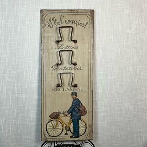 Vintage Style Wall Decor French Country Mail Organizer with Bicycle Design